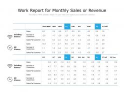 Work report for monthly sales or revenue