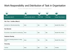 Work responsibility and distribution of task in organisation