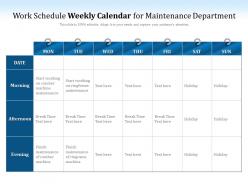 Work schedule weekly calendar for maintenance department