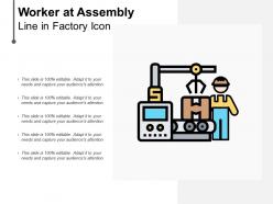 Worker at assembly line in factory icon