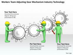 Workers team adjusting gear mechanism industry technology ppt graphics icons powerpoint