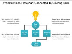 Workflow icon flowchart connected to glowing bulb