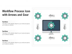 Workflow process icon with arrows and gear