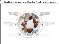 Workforce management showing people achievement as hands frame