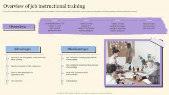 Workforce On Job Training Program For Skills Improvement Overview Of Job Instructional Training