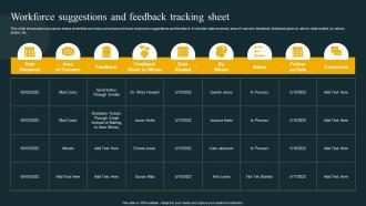 Workforce Suggestions Feedback Tracking Sheet Effective Workforce Planning And Management