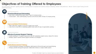 Workforce Training Playbook Objectives Of Training Offered To Employees