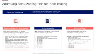 Workforce Tutoring Playbook Addressing Sales Meeting Plan For Team Training Ppt Rules