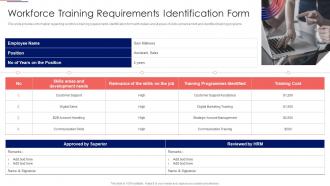 Workforce Tutoring Playbook Workforce Training Requirements Identification Form