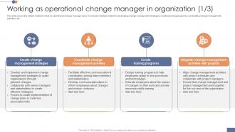 Working As Operational Change Manager In Operational Transformation Initiatives CM SS V