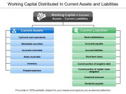 Working capital distributed in current assets and liabilities