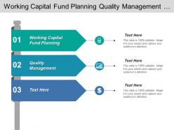 Working capital fund planning quality management asset management