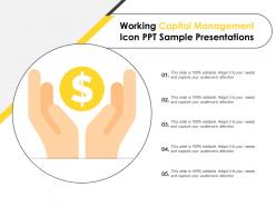 Working capital management icon ppt sample presentations