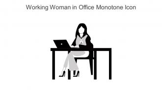 Working Woman In Office Monotone Icon In Powerpoint Pptx Png And Editable Eps Format
