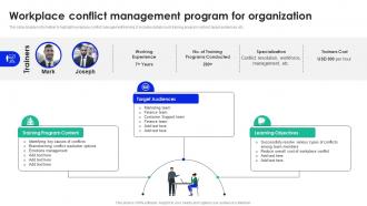 Workplace Conflict Management Program Workplace Conflict Management To Enhance Productivity