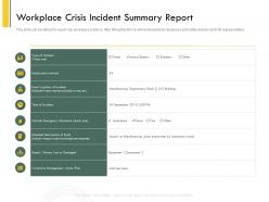Workplace Crisis Incident Summary Report Police Ppt Powerpoint Outline