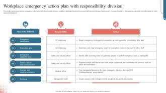 Workplace Emergency Action Plan With Responsibility Division