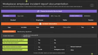 Workplace Employee Incident Report Documentation