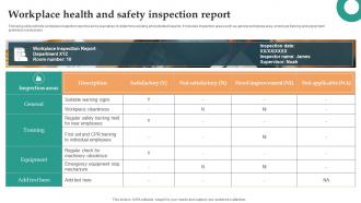 Workplace Health And Safety Inspection Report