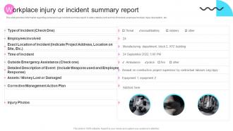 Workplace Injury Or Incident Summary Report Transforming Architecture Playbook