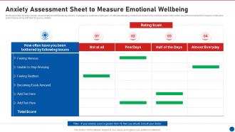 Workplace Wellness Playbook Anxiety Assessment Sheet To Measure Emotional Wellbeing