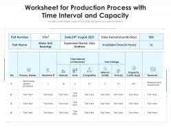Worksheet for production process with time interval and capacity
