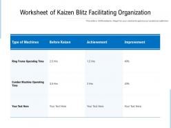 Worksheet of kaizen blitz facilitating organization