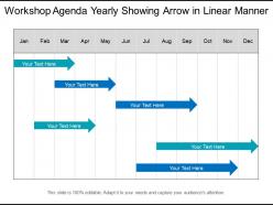Workshop agenda yearly showing arrow in linear manner