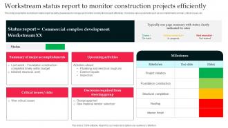 Workstream Status Report To Monitor Construction Projects Efficiently