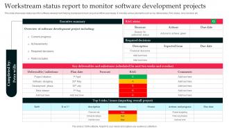 Workstream Status Report To Monitor Software Development Projects