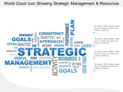 World cloud icon showing strategic management and resources