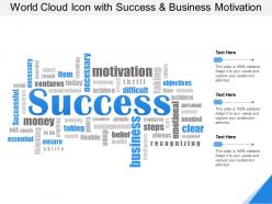 World cloud icon with success and business motivation