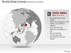 World globe with central america location ppt presentation slides