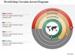 World map circular arrow diagram powerpoint template