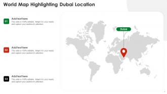World Map Highlighting Dubai Location