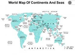 World map of continents and seas