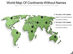 World map of continents without names