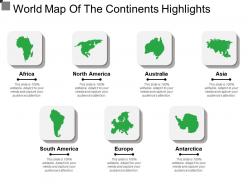 World map of the continents highlights