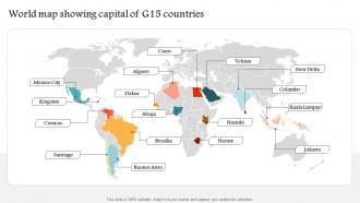 World Map Showing Capital Of G15 Countries