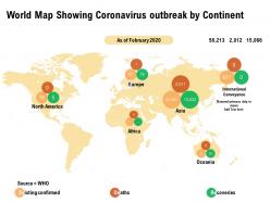 World map showing coronavirus outbreak by continent