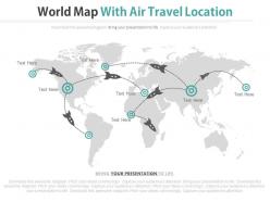 World map with air travel location powerpoint slides