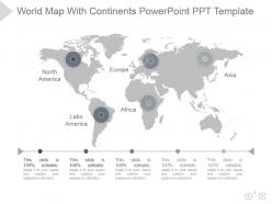 World map with continents powerpoint ppt template