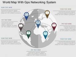 World map with gps networking system flat powerpoint design