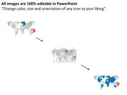 World map with icons for global business networking ppt presentation slides