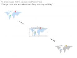 World map with location icons for contact us powerpoint slides