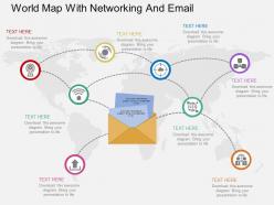 World map with networking and email flat powerpoint design