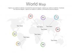 World map with percentage icons powerpoint slides