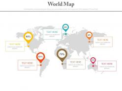 World map with percentage indication for financial management powerpoint slides