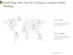 World map with pins for company location sales strategy ppt presentation
