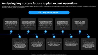 Worldwide Distribution Business Plan Analyzing Key Success Factors To Plan Export Operations BP SS